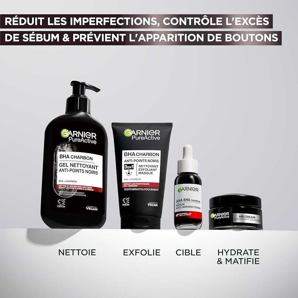 Garnier PureActive AHA BHA Charbon – Sérum Anti-Imperfections