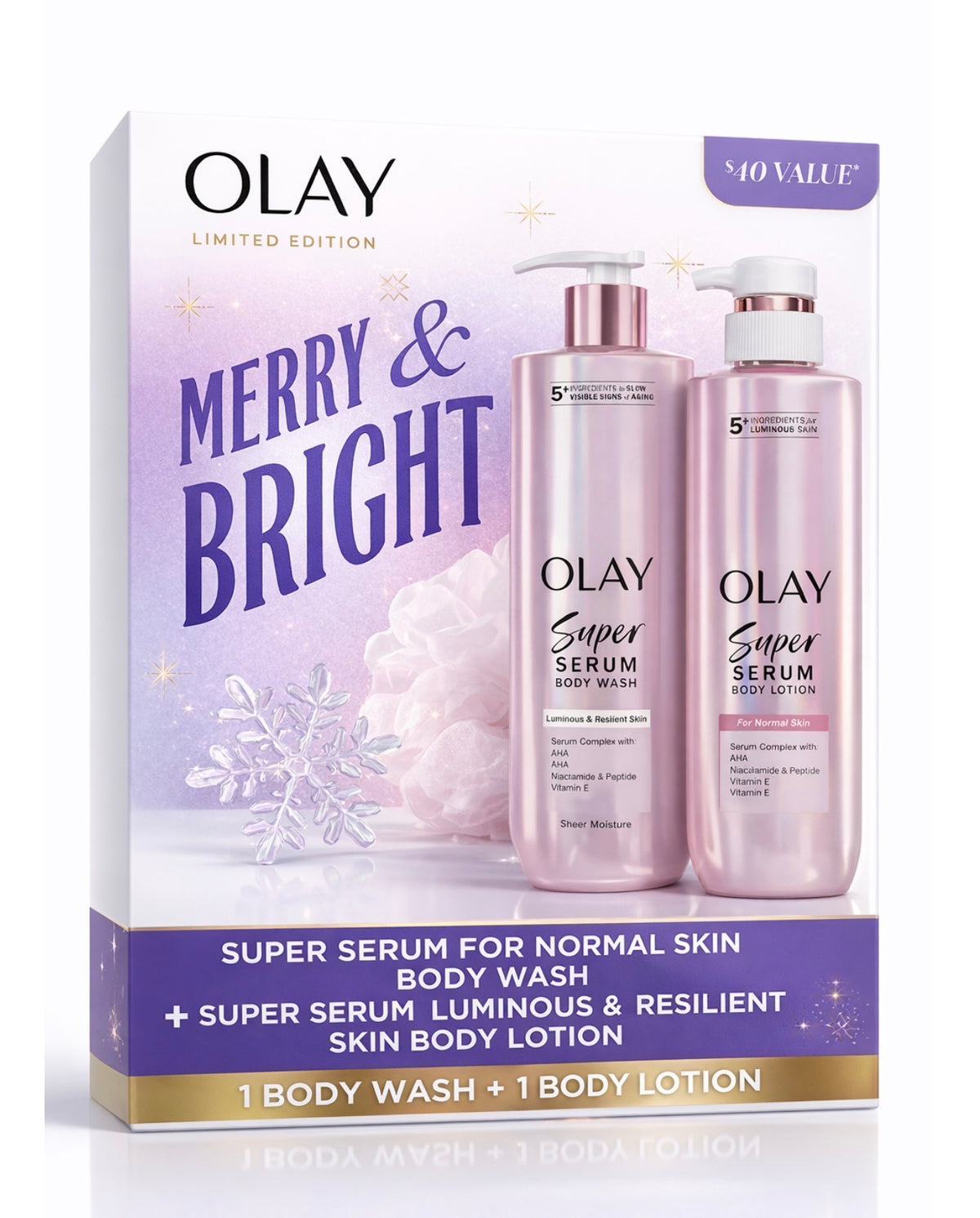 Coffret Olay Merry & Bright – Super Serum Body Wash + Body Lotion